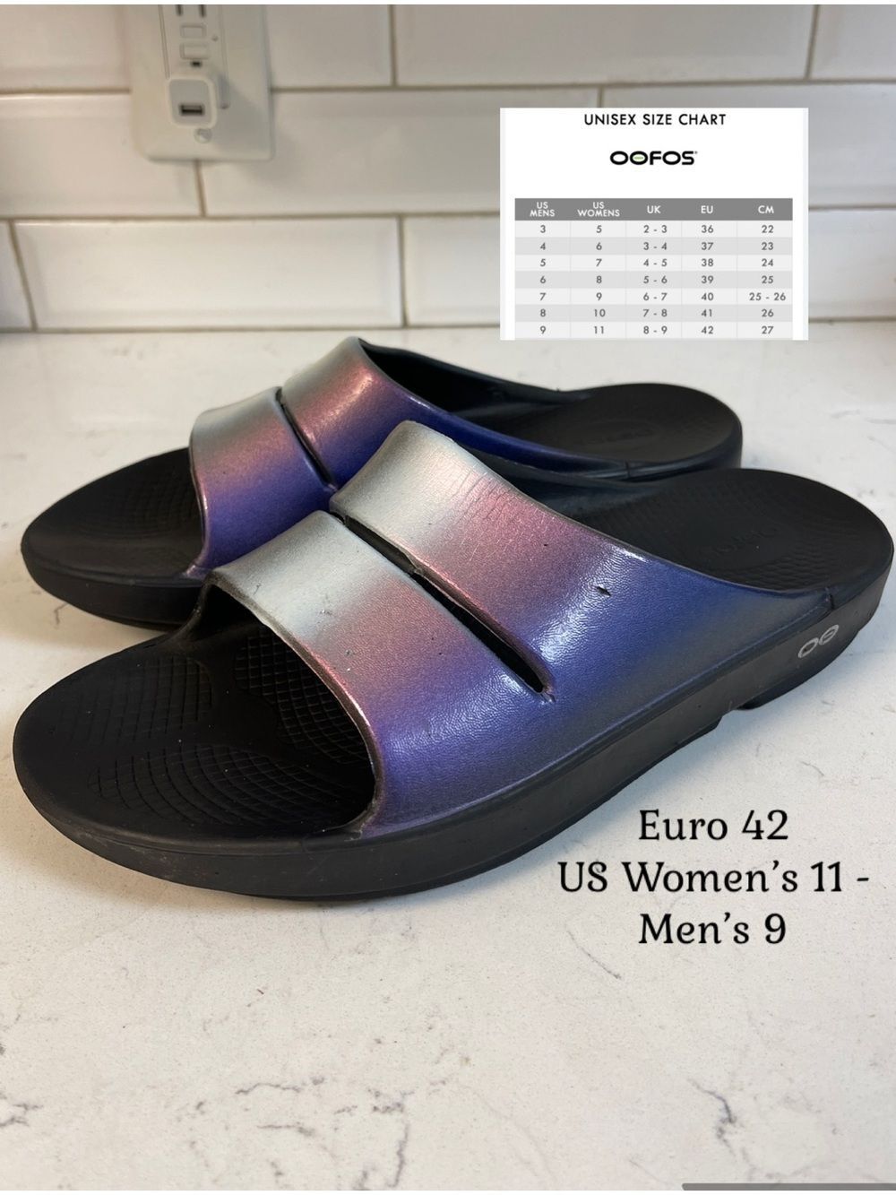 OOFOS OOahh Lux Slide Sandal - Women's -  Midnight Purple Iridescent - Size 11